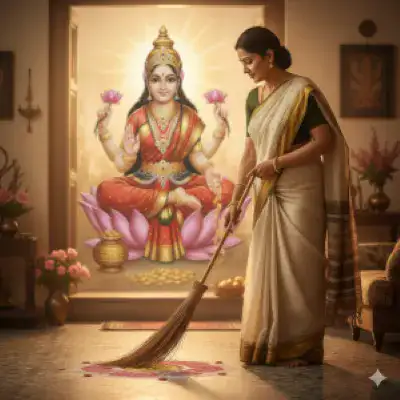 Why is a broom associated with Goddess Lakshmi