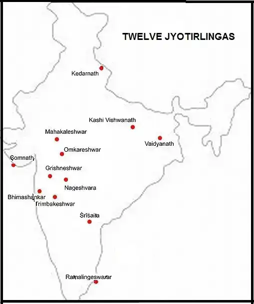12 Jyotirlingas map